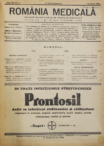 REVISTA MEDICALA, ANUL XX, COLEGAT DE 24 NUMERE, 1942