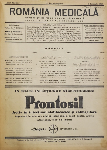 REVISTA MEDICALA, ANUL XX, COLEGAT DE 24 NUMERE, 1942