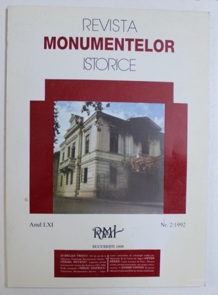 REVISTA MONUMENTELOR ISTORICE , ANUL LXI , NR. 2 / 1992