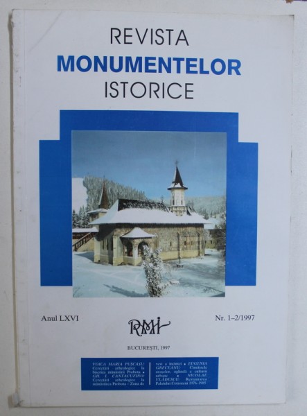 REVISTA MONUMENTELOR ISTORICE , ANUL LXVI , NR.1 -  2 / 1997