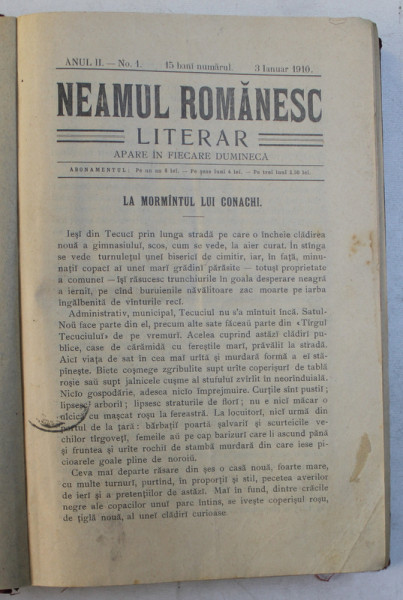 REVISTA ' NEAMUL ROMANESC ' , FOAIA NATIONALISTILOR  - DEMOCRATI , AN COMPLET 1910 , COLEGAT DE 52 DE NUMERE APARUTE INTRE 3 IANUARIE - 26 DECEMBRIE , 1910