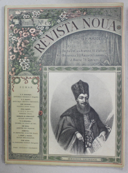 REVISTA NOUA , DIRECTOR B.P. HASDEU , ANUL II , NR. 4 , 15  APRILIE  , 1889
