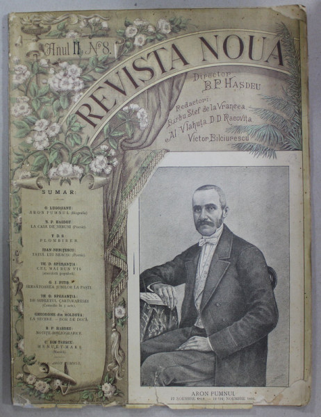 REVISTA NOUA , DIRECTOR B.P. HASDEU , ANUL II , NR. 8 , AUGUST SI SEPTEMBRIE , 1889