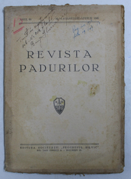 REVISTA PADURILOR , ANUL 61 , NR. 1 - 4 , IANUARIE - APRILIE , 1946