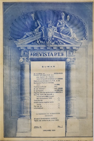 REVISTA POSTALA TELEGRAFICA SI TELEFONICA , COLIGAT DE 12 NUMERE , ANUL IX  , 1934 , PREZINTA PETE SI HALOURI DE APA *