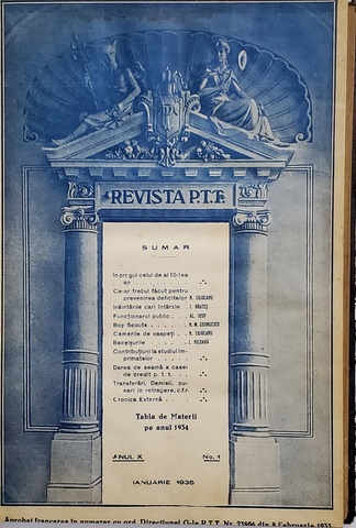 REVISTA POSTALA TELEGRAFICA SI TELEFONICA , COLIGAT DE 12 NUMERE , ANUL X  , 1935 , PREZINTA PETE SI HALOURI DE APA *