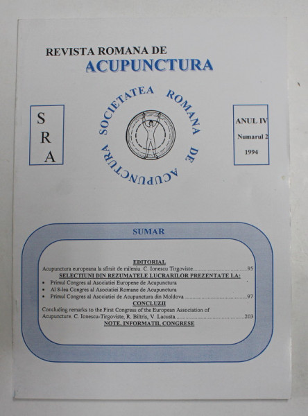 REVISTA ROMANA DE ACUPUNCTURA , ANUL IV , NUMARUL 2 , 1994