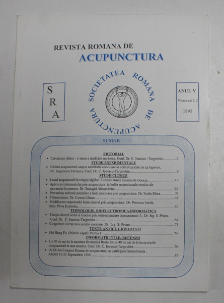 REVISTA ROMANA DE ACUPUNCTURA , ANUL V , NUMARUL 1 - 2  , 1995