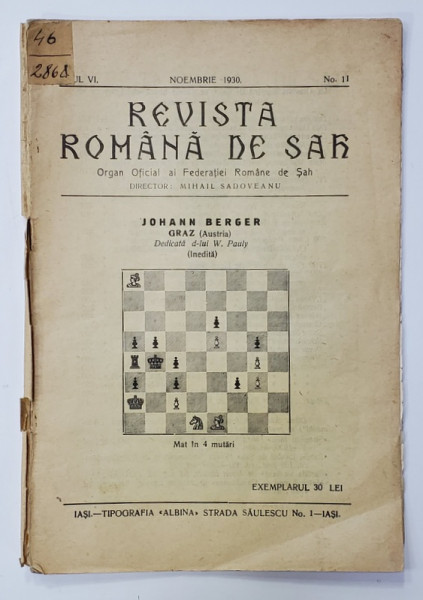 REVISTA ROMANA DE SAH , ANUL VI , NR. 11 , NOIEMBRIE , 1930