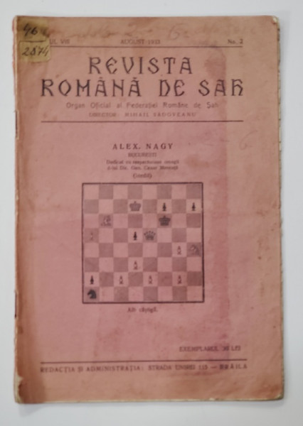 REVISTA ROMANA DE SAH , ANUL VIII , NR. 2 , AUGUST , 1933