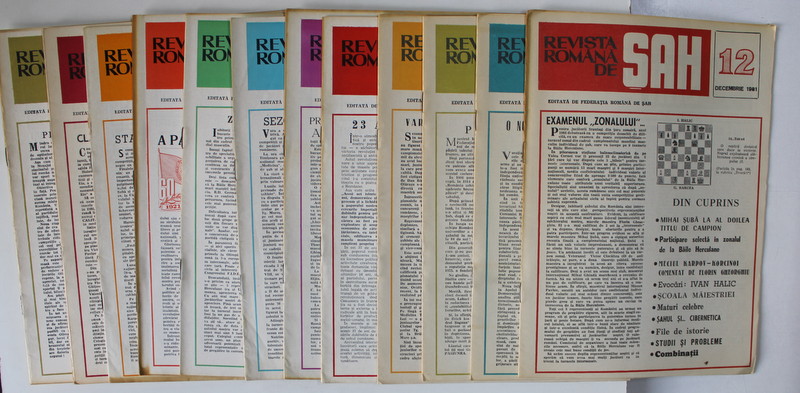 REVISTA ROMANA  DE SAH , ORGAN AL FEDERATIEI ROMANE DE SAH ,  SET DE 12 NUMERE SUCCESIVE , IANUARIE - DECEMBRIE , 1981