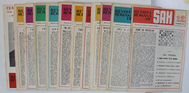 REVISTA ROMANA  DE SAH , ORGAN AL FEDERATIEI ROMANE DE SAH ,  SET DE 12 NUMERE SUCCESIVE , IANUARIE - DECEMBRIE , 1983