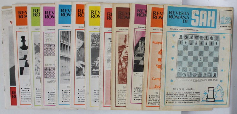 REVISTA ROMANA  DE SAH , ORGAN AL FEDERATIEI ROMANE DE SAH ,  SET DE 12 NUMERE SUCCESIVE , IANUARIE - DECEMBRIE , 1987