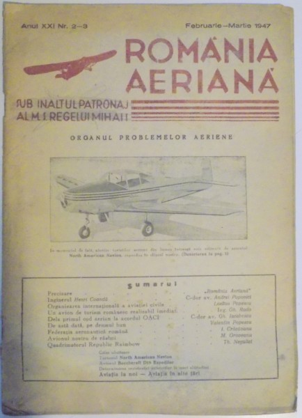 REVISTA ''ROMANIA AERIANA'', ANUL XXI, NR. 2-3, FEBRUARIE-MARTIE 1947