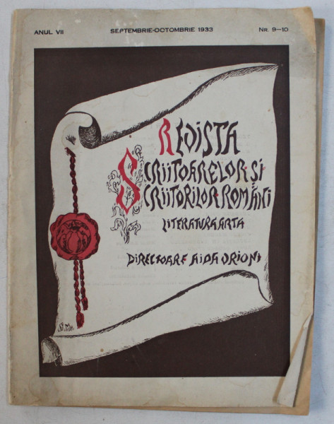 REVISTA SCRIITOARELOR SI SCRIITORILOR ROMANI  - LITERATURA  - ARTA , ANUL VII , NR .  9 - 10 , SEPTEMBRIE  - OCTOMBRIE , 1933