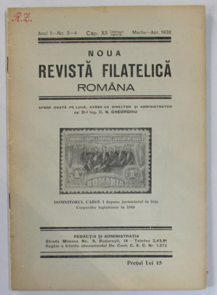 REVISTA SOCIETATII FILATELICE ROMANE , NR. 3-4 , MARTIE - APRILIE , 1938