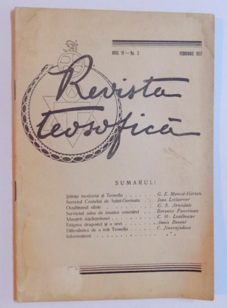 REVISTA TEOSOFICA ANUL IV- No. 2 / FEBRUARIE 1937