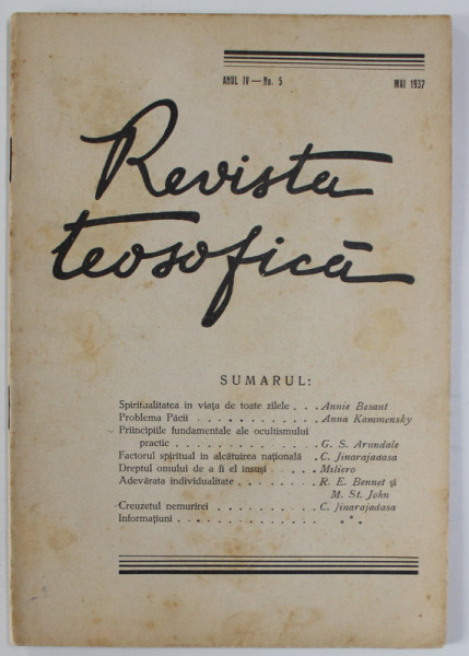 REVISTA TEOSOFICA , No. 5 , MAI , 1937