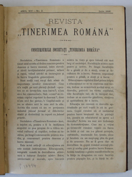 REVISTA '' TINERIMEA ROMANA '' COLEGAT DE 11 NUMERE , ANUL XIV , 1896- 1897