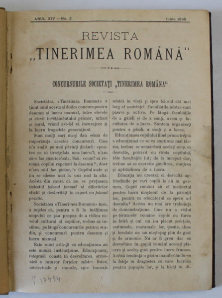 REVISTA '' TINERIMEA ROMANA '' COLEGAT DE 11 NUMERE , ANUL XIV , 1896- 1897