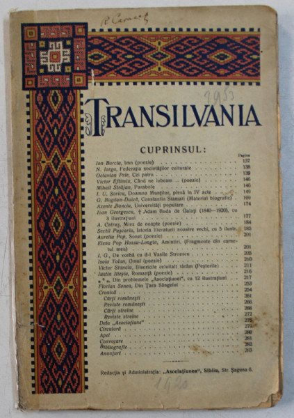 REVISTA ; TRANSILVANIA ' , AN LI , NR .2 , IUNIE 1920