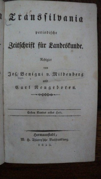 Revista Transilvaniei , Carl Neugebenberg, Sibiu 1833