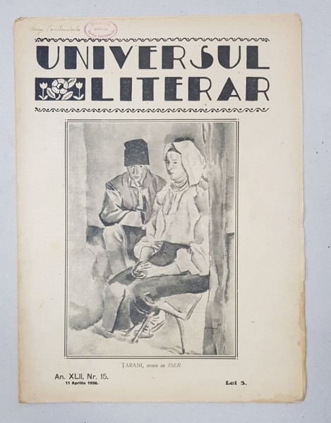 REVISTA 'UNIVERSUL LITERAR', ANUL XLII, NR. 15, 11 APRILIE 1926