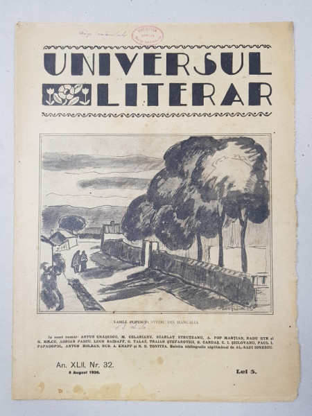 REVISTA 'UNIVERSUL LITERAR', ANUL XLII, NR. 32, 8 AUGUST 1926