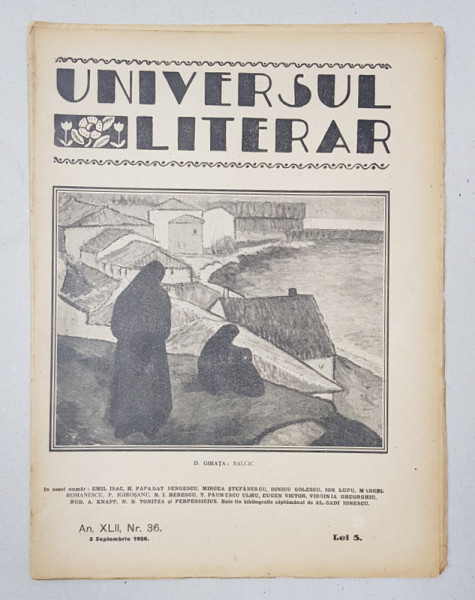 REVISTA 'UNIVERSUL LITERAR', ANUL XLII, NR. 36, 5 SEPTEMBRIE 1926