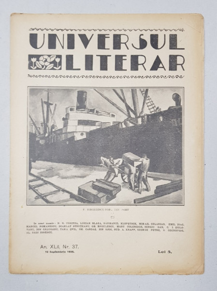 REVISTA 'UNIVERSUL LITERAR', ANUL XLII, NR. 37, 12 SEPTEMBRIE 1926