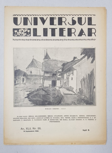 REVISTA 'UNIVERSUL LITERAR', ANUL XLII, NR. 38, 19 SEPTEMBRIE 1926