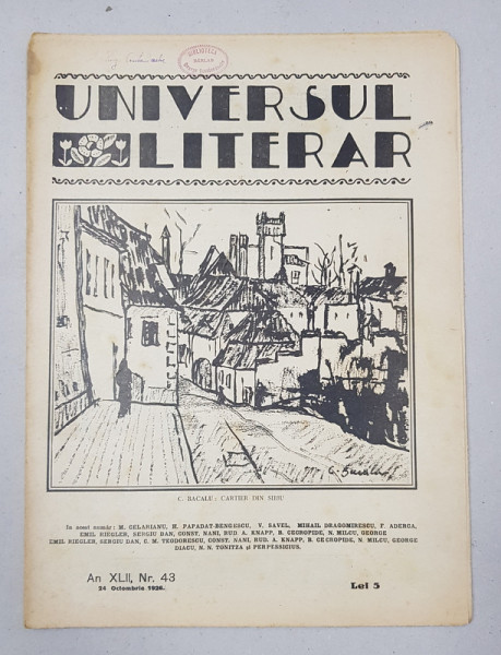 REVISTA 'UNIVERSUL LITERAR', ANUL XLII, NR. 43, 24 OCTOMBRIE 1926