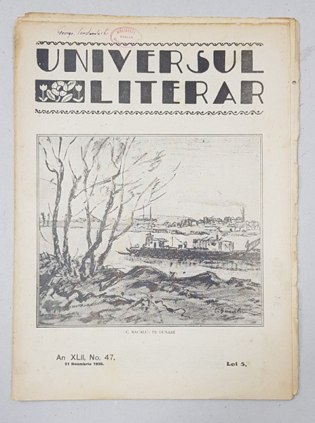 REVISTA 'UNIVERSUL LITERAR', ANUL XLII, NR. 47, 21 NOIEMBRIE 1926