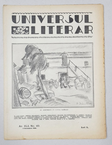 REVISTA 'UNIVERSUL LITERAR', ANUL XLII, NR. 49, 5 DECEMBRIE 1926