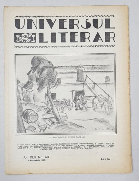 REVISTA 'UNIVERSUL LITERAR', ANUL XLII, NR. 49, 5 DECEMBRIE 1926