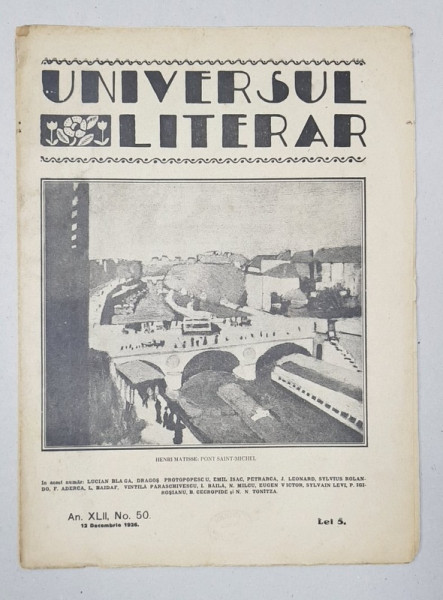 REVISTA 'UNIVERSUL LITERAR', ANUL XLII, NR. 50, 12 DECEMBRIE 1926