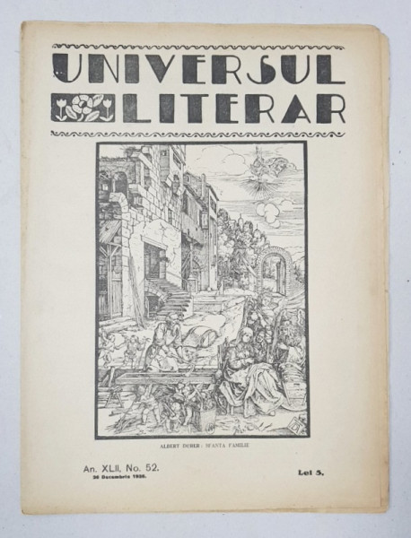 REVISTA 'UNIVERSUL LITERAR', ANUL XLII, NR. 52, 26 DECEMBRIE 1926