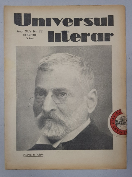 REVISTA 'UNIVERSUL LITERAR', ANUL XLV, NR. 22, 26 MAI 1929