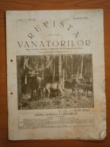 REVISTA VANATORILOR, ANUL III, NR. 21, MARTIE 1922