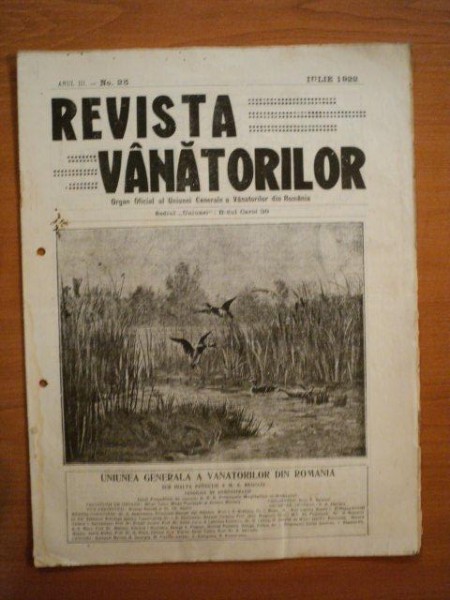 REVISTA VANATORILOR, ANUL III, NR. 25, IULIE 1922