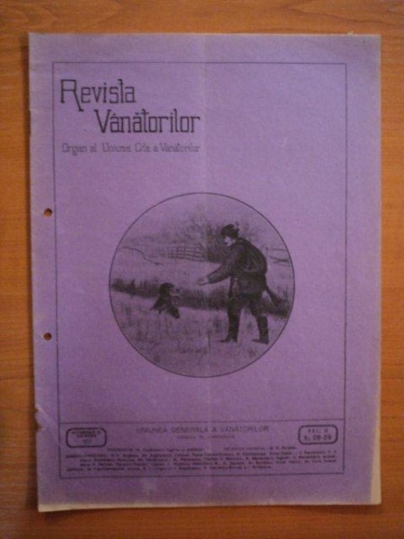 REVISTA VANATORILOR, ANUL IV, NR. 28-29, OCTOMBRIE SI NOIEMBRIE 1922