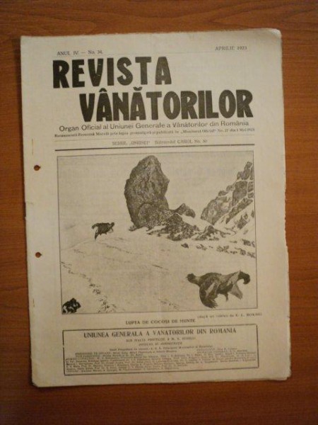 REVISTA VANATORILOR, ANUL IV, NR. 34, APRILIE 1923
