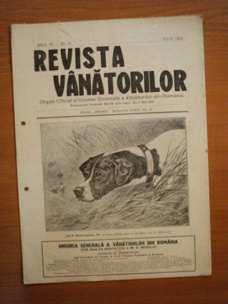 REVISTA VANATORILOR, ANUL IV, NR. 37, IULIE 1923