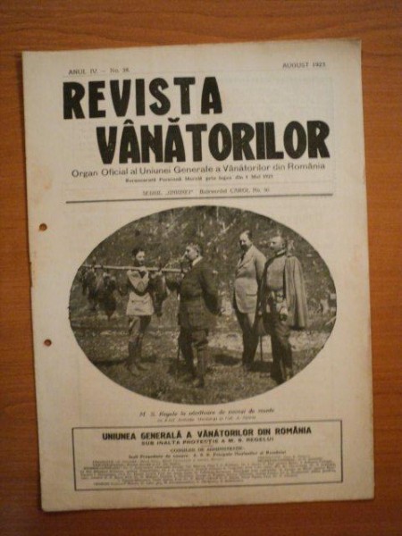 REVISTA VANATORILOR, ANUL IV, NR. 38, AUGUST 1923