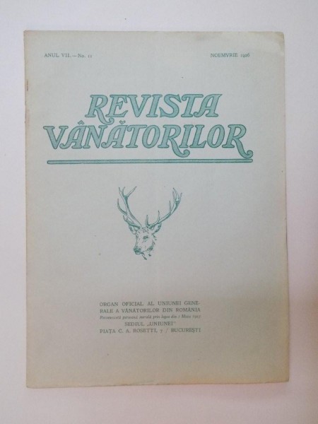 REVISTA VANATORILOR , ANUL VII , NR. 11 , NOEMVRIE 1926