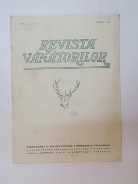 REVISTA VANATORILOR , ANUL VII , NR. 3 , MARTIE 1926