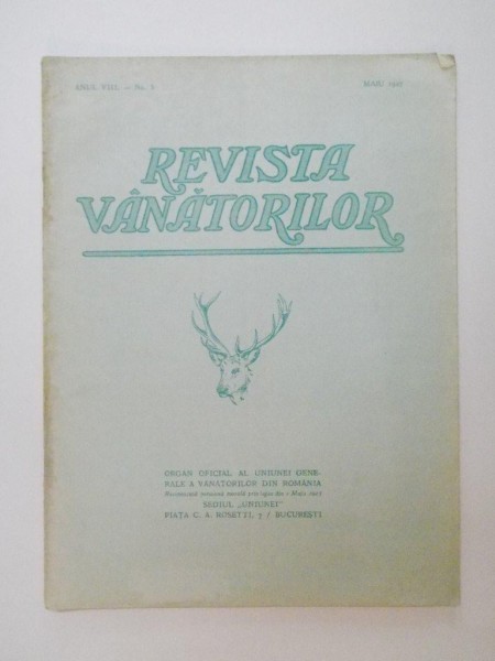 REVISTA VANATORILOR , ANUL VIII , NR. 5 , MAIU 1927