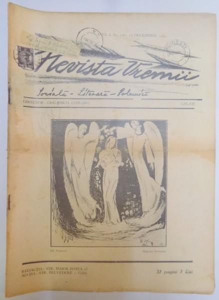 REVISTA VREMII , SOCIALA , LITERARA , POLEMICA , ANUL I , NO. 7-8 , 25 DECEMBRIE 1934