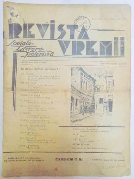 REVISTA VREMII , SOCIALA , LITERARA , POLEMICA , ANUL II , NO. 15-16 , IUNIE 1936