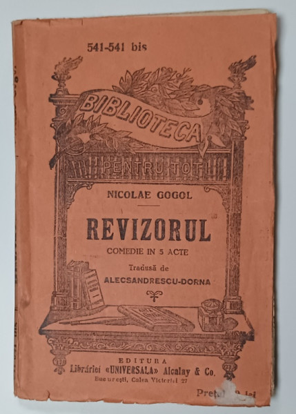 REVIZORUL , COMEDIE IN 5 ACTE de NICOLAE GOGOL , ANII  '20